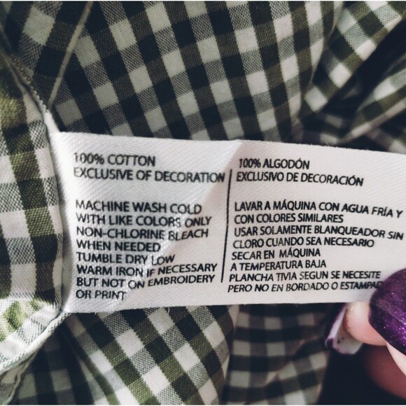 Polo Assn Shirt Men's 2XL Long Sleeve Button Down Collar Green White Gingham - Picture 8 of 10